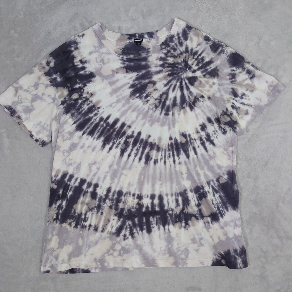 Monrow Tie Dye T-Shirt Mens M Black Retro Boxy Crewneck 100% Cotton Made In USA